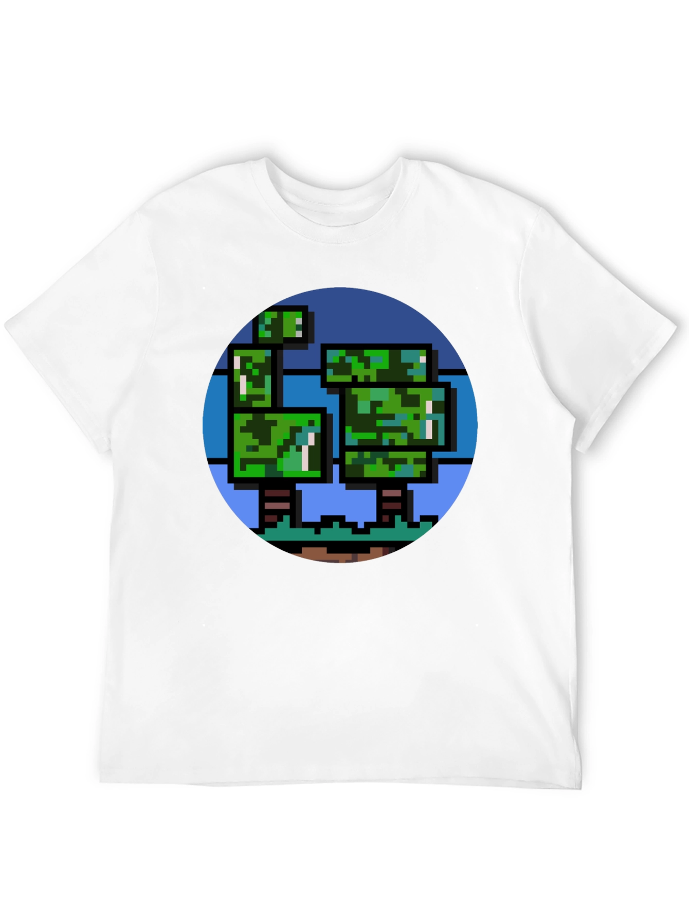 Pixelated Tree Graphic Tee - Retro Style