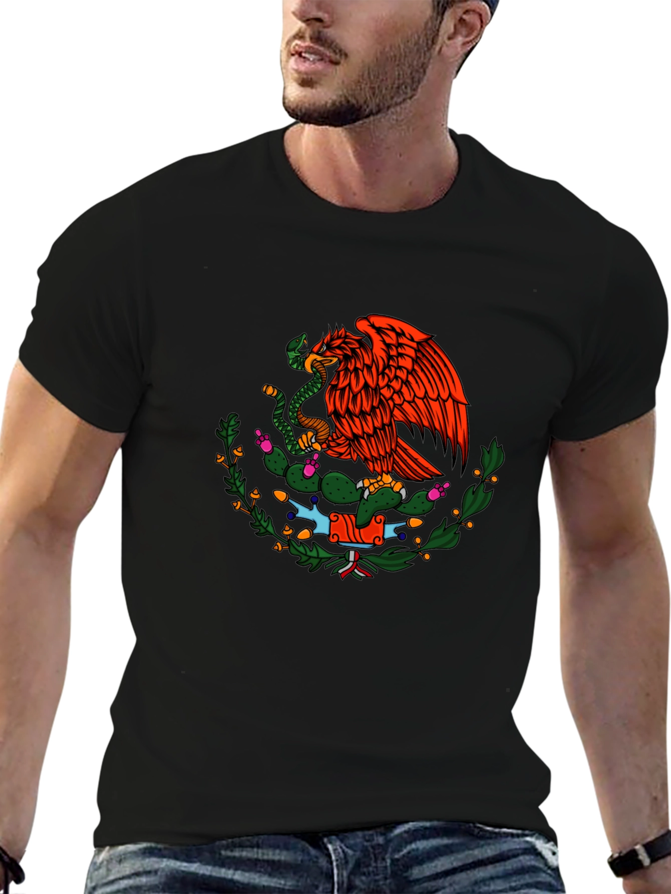 Mexican Eagle T-Shirt - Black Graphic Tee