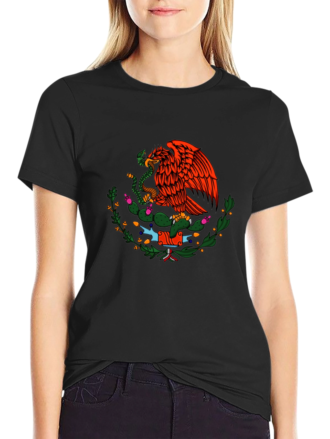 Mexican Eagle T-Shirt - Black Graphic Tee