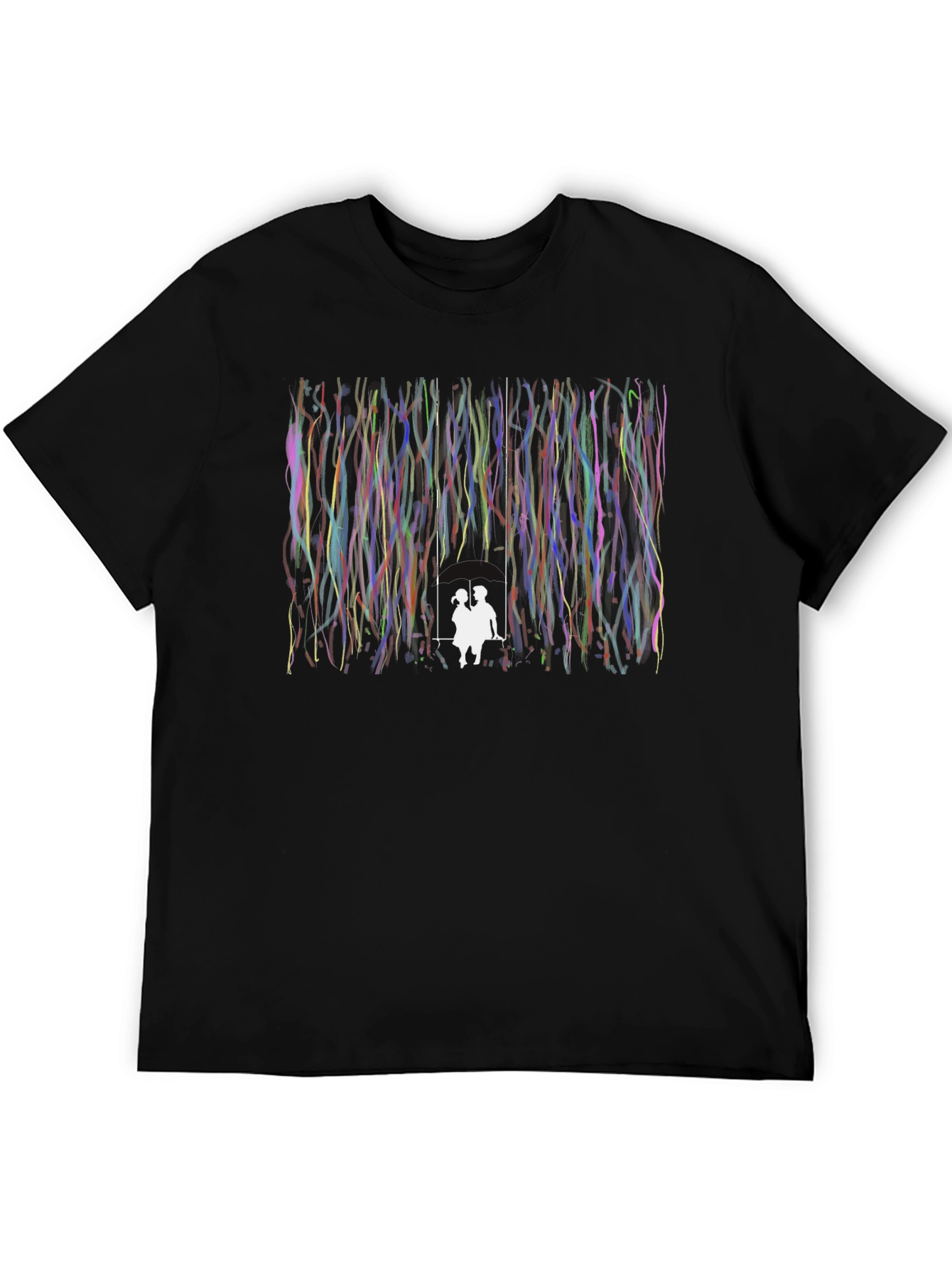 Couple on Swing Graphic Black T-Shirt