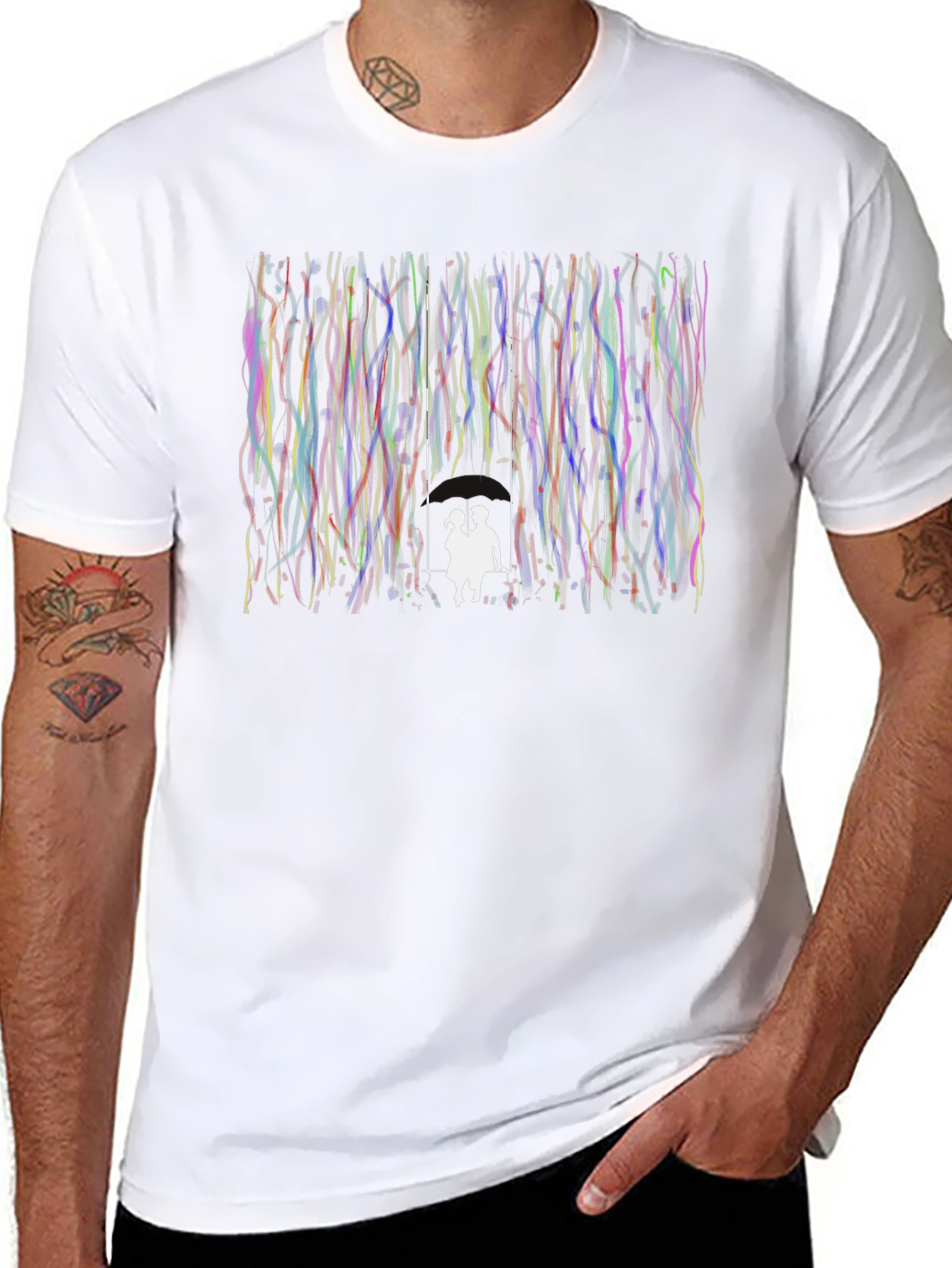 Couple on Swing Graphic Black T-Shirt