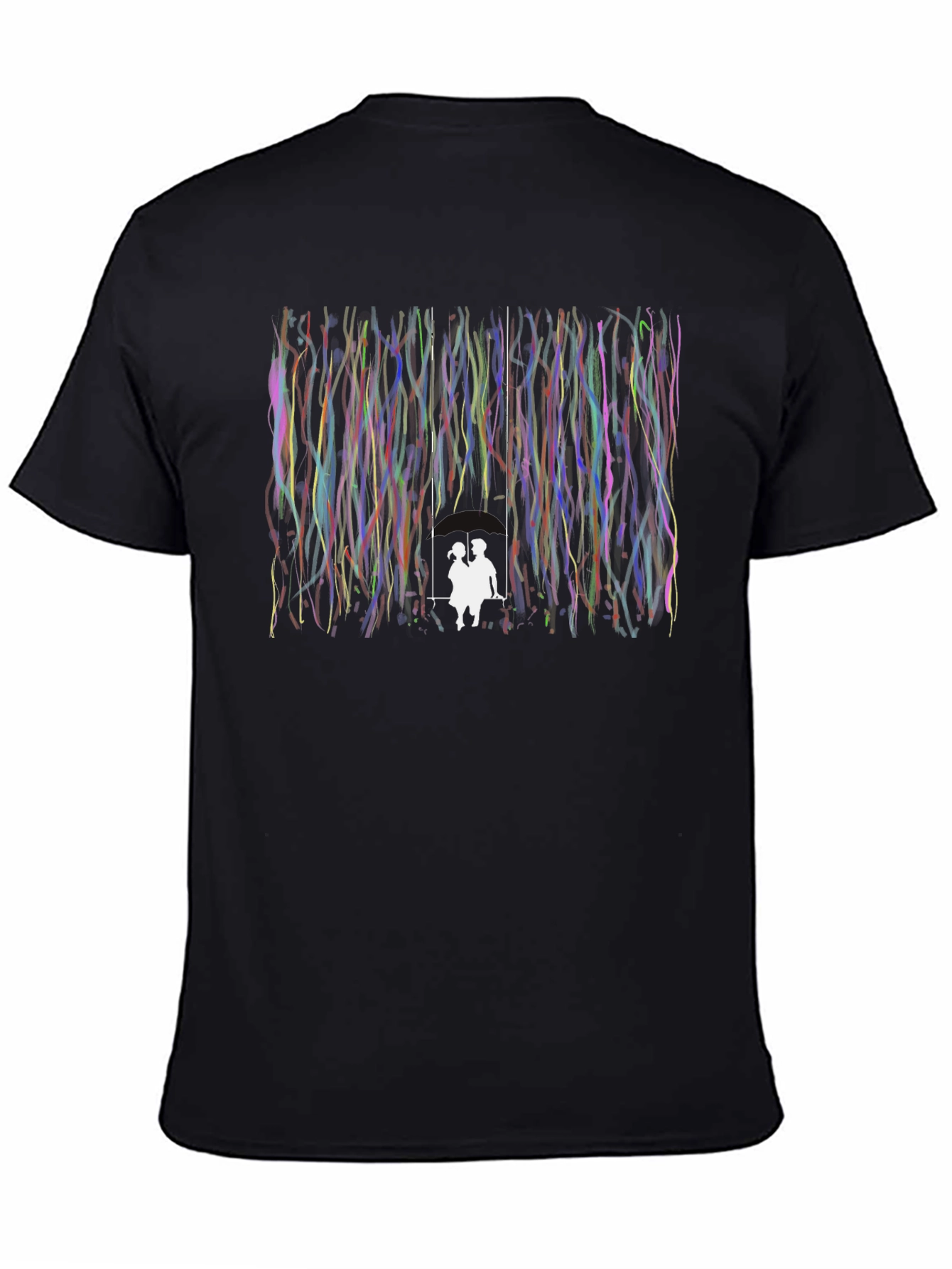 Couple on Swing Graphic Black T-Shirt