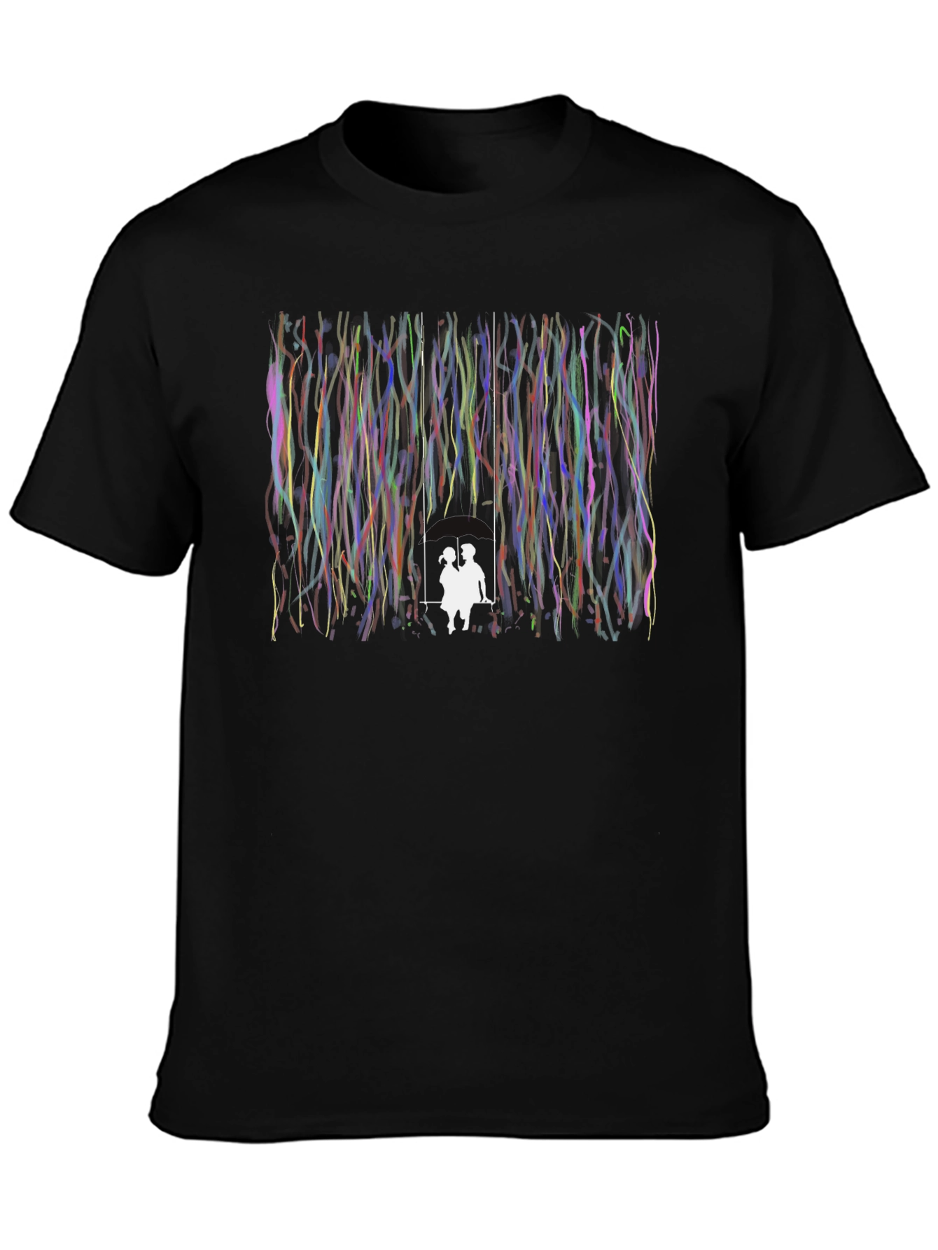 Couple on Swing Graphic Black T-Shirt
