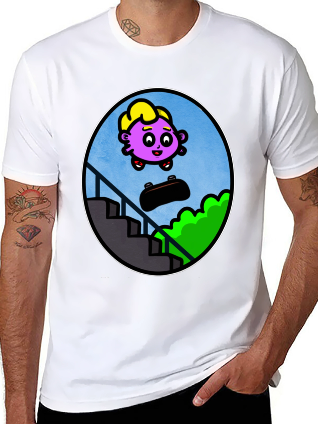 Cartoon Character Skateboard T-Shirt