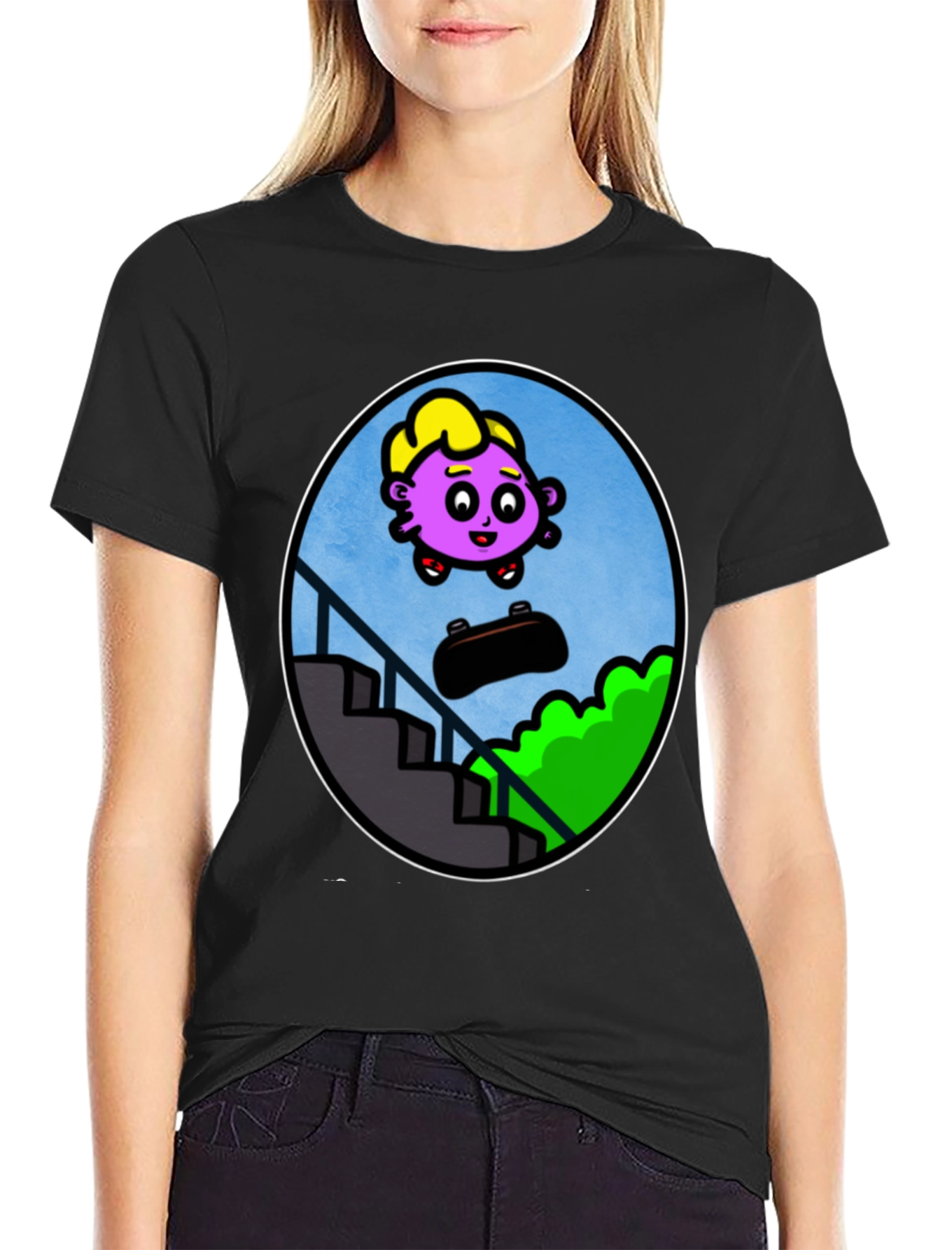 Cartoon Character Skateboard T-Shirt