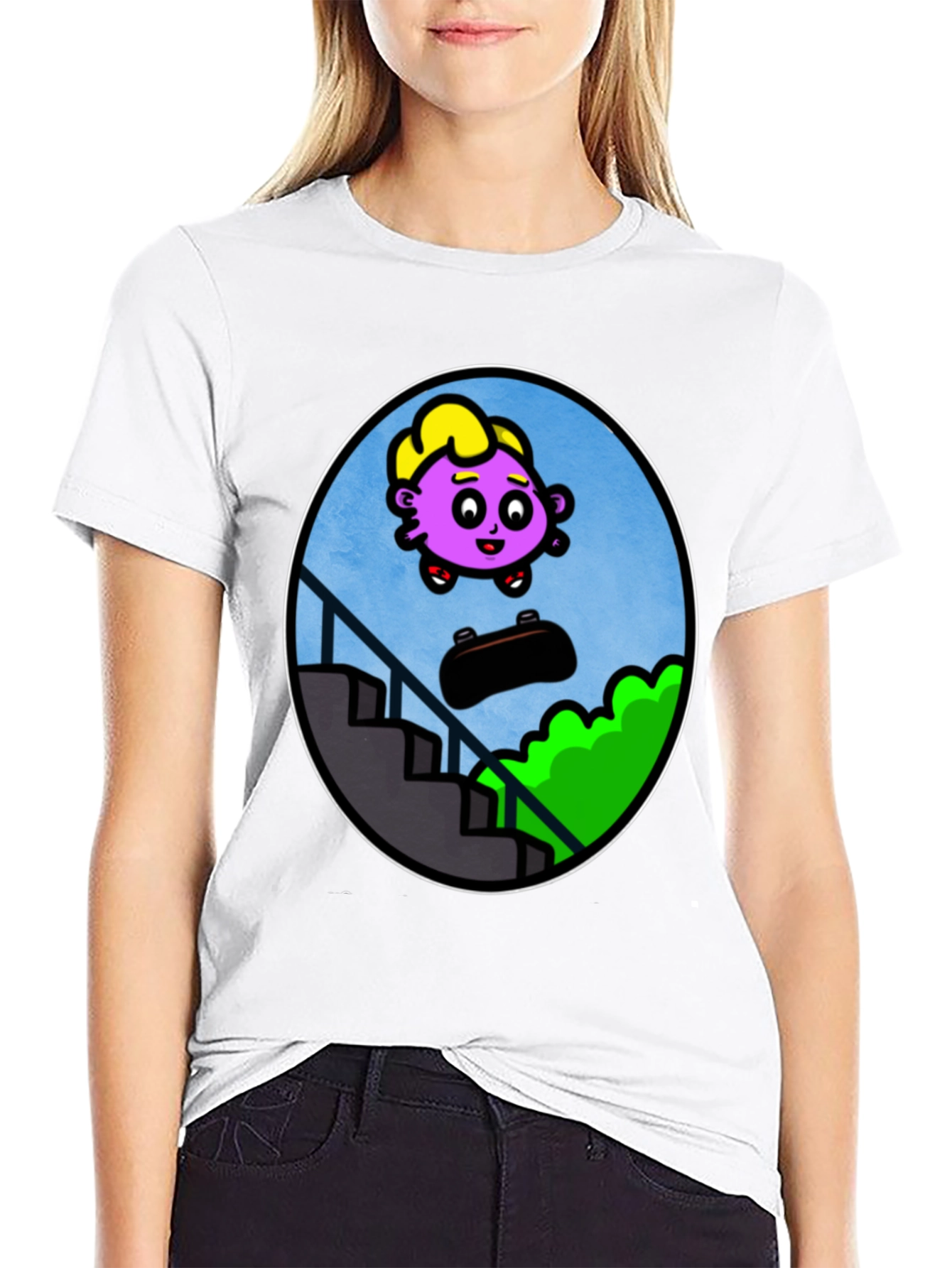 Cartoon Character Skateboard T-Shirt