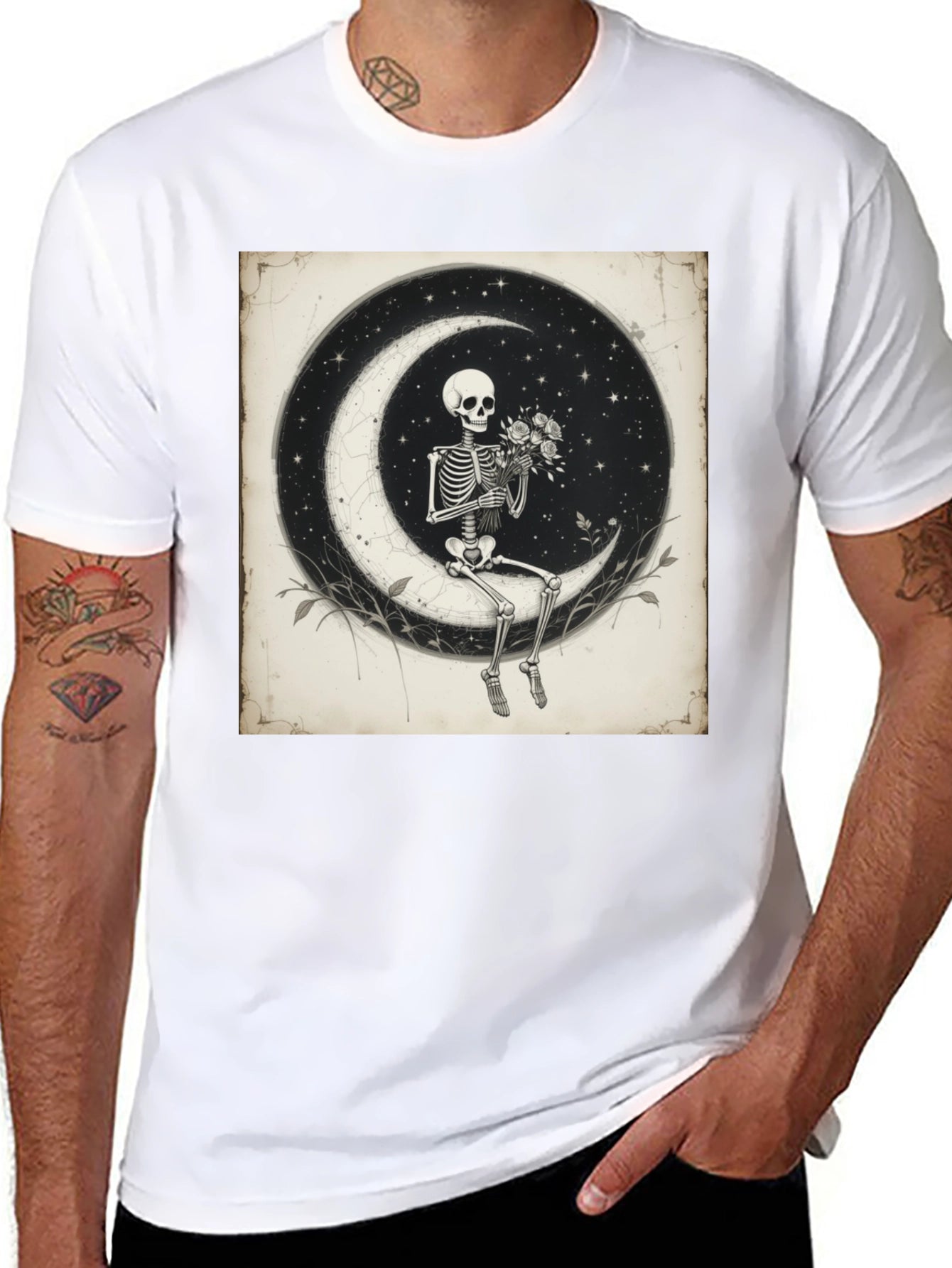 Moonlight Skeleton T-Shirt - Unique Gothic Design