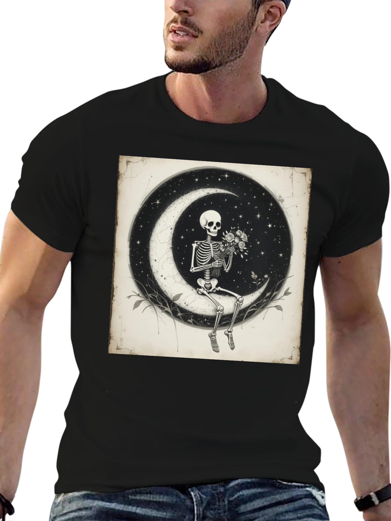 Moonlight Skeleton T-Shirt - Unique Gothic Design