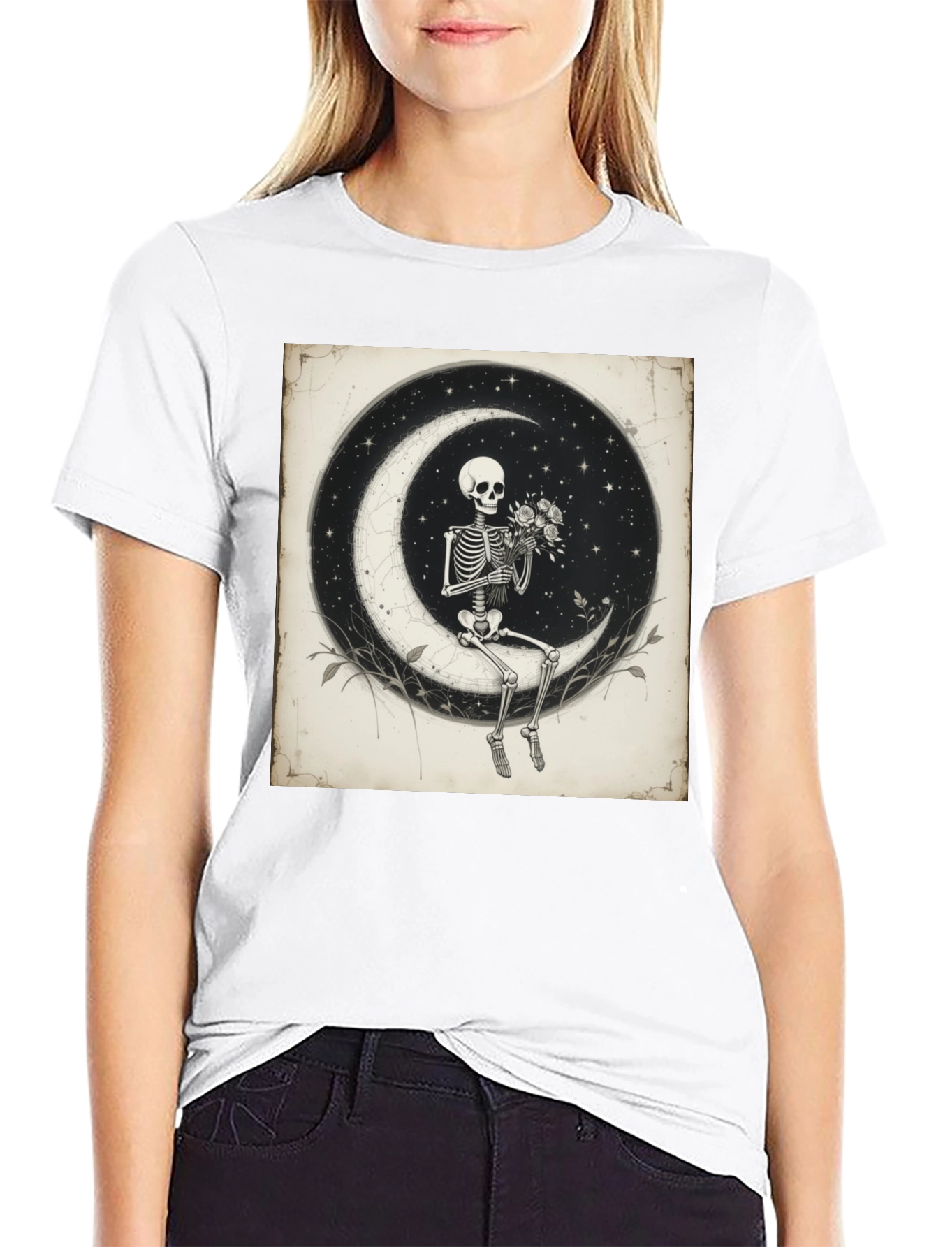 Moonlight Skeleton T-Shirt - Unique Gothic Design