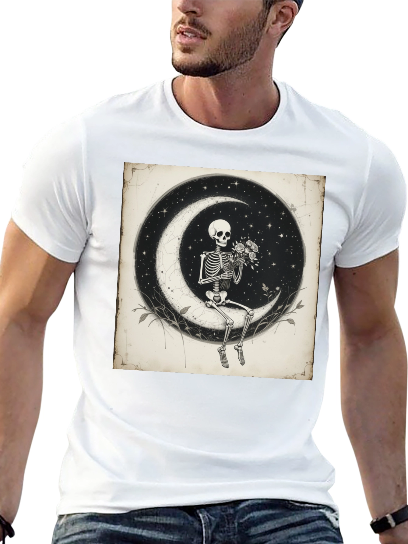 Moonlight Skeleton T-Shirt - Unique Gothic Design