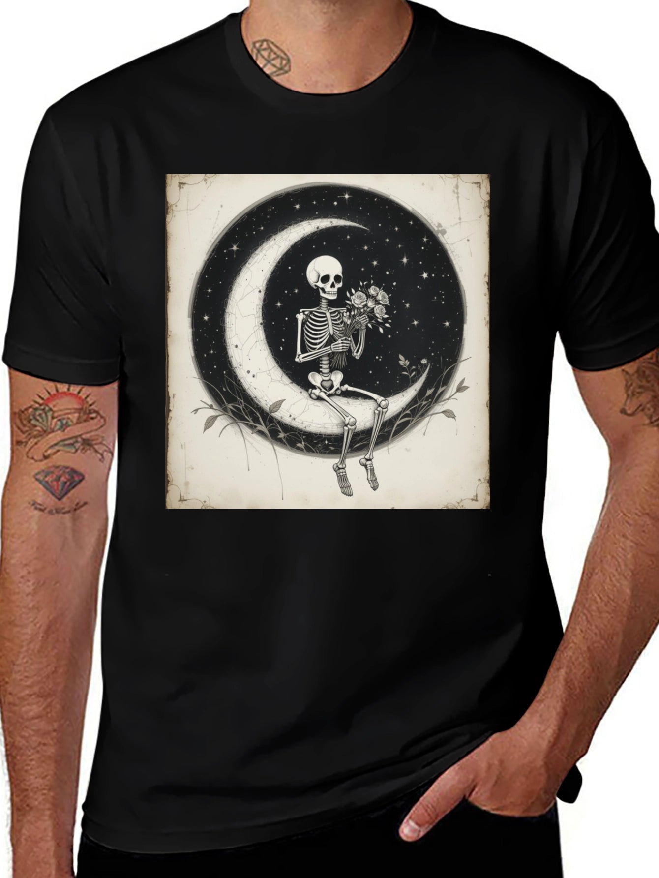 Moonlight Skeleton T-Shirt - Unique Gothic Design