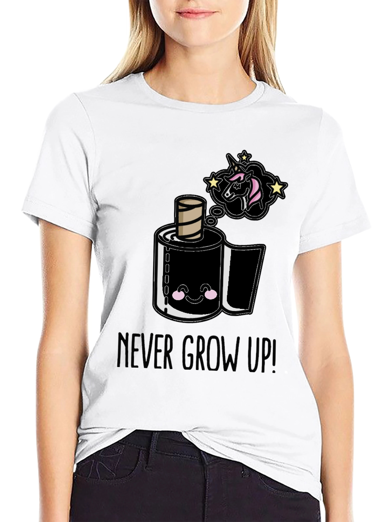 Never Grow Up Cartoon Toilet Paper T-Shirt