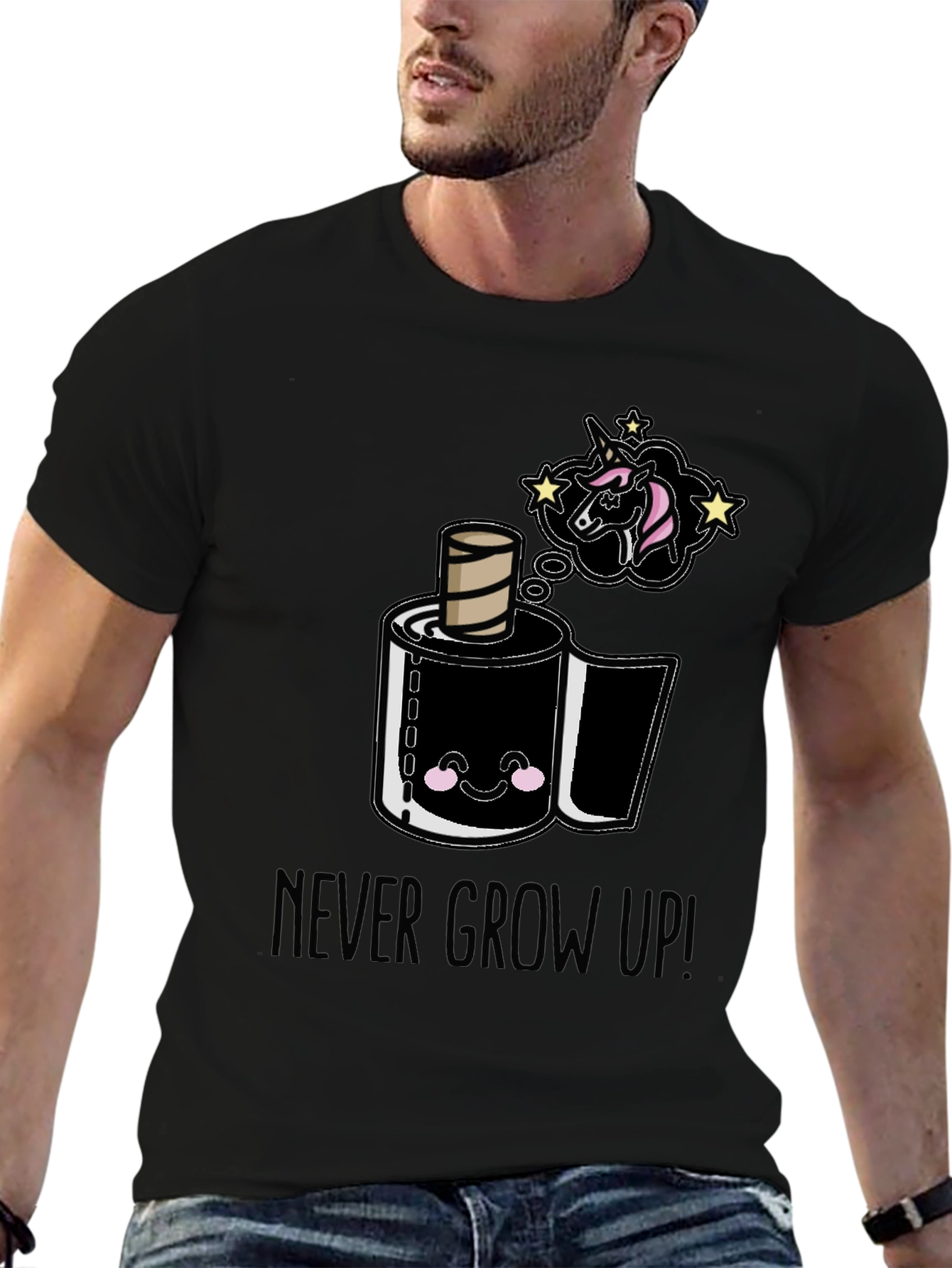 Never Grow Up Cartoon Toilet Paper T-Shirt