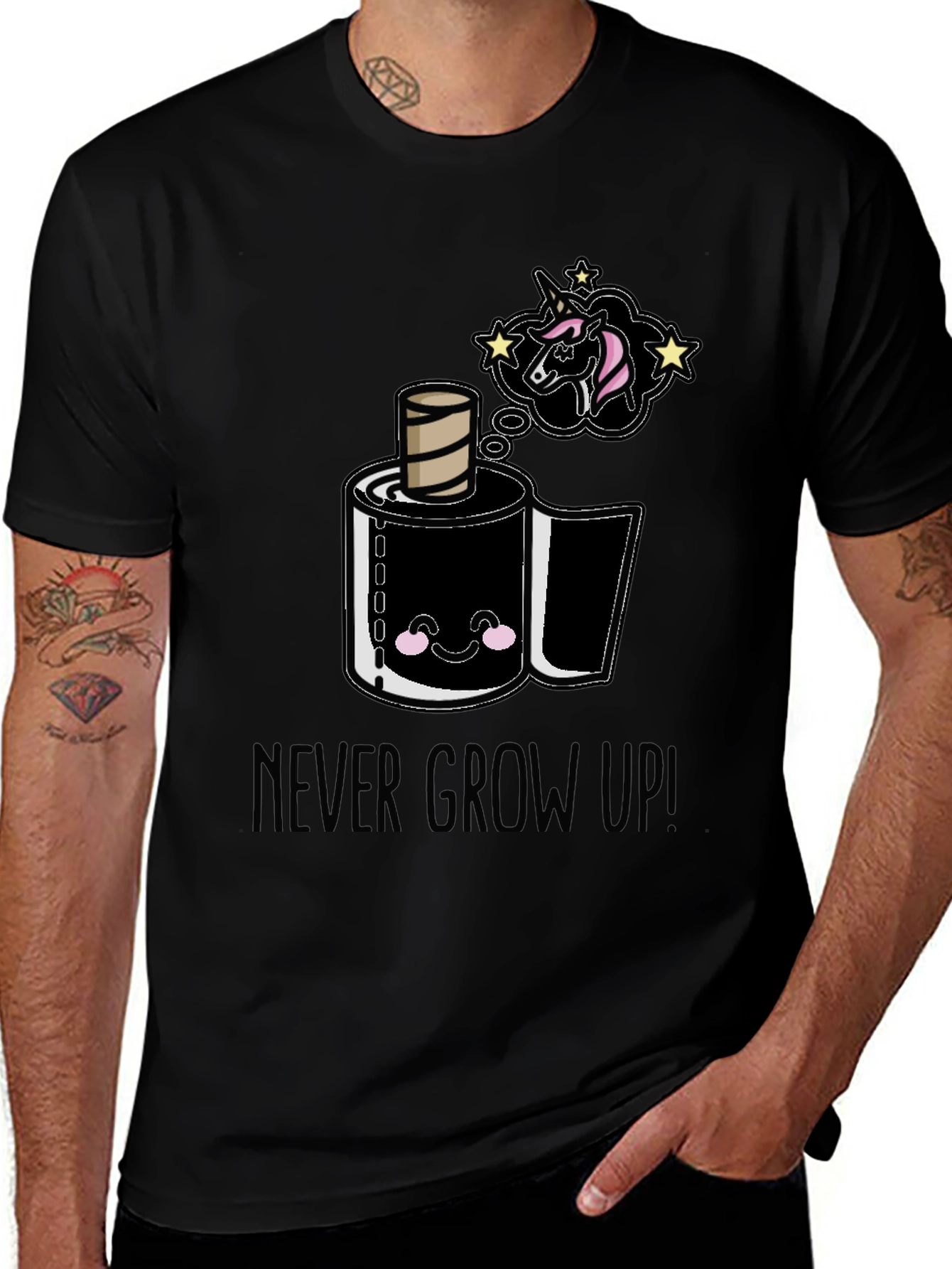 Never Grow Up Cartoon Toilet Paper T-Shirt
