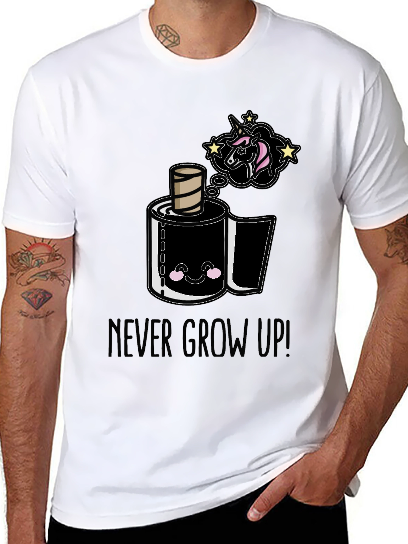 Never Grow Up Cartoon Toilet Paper T-Shirt