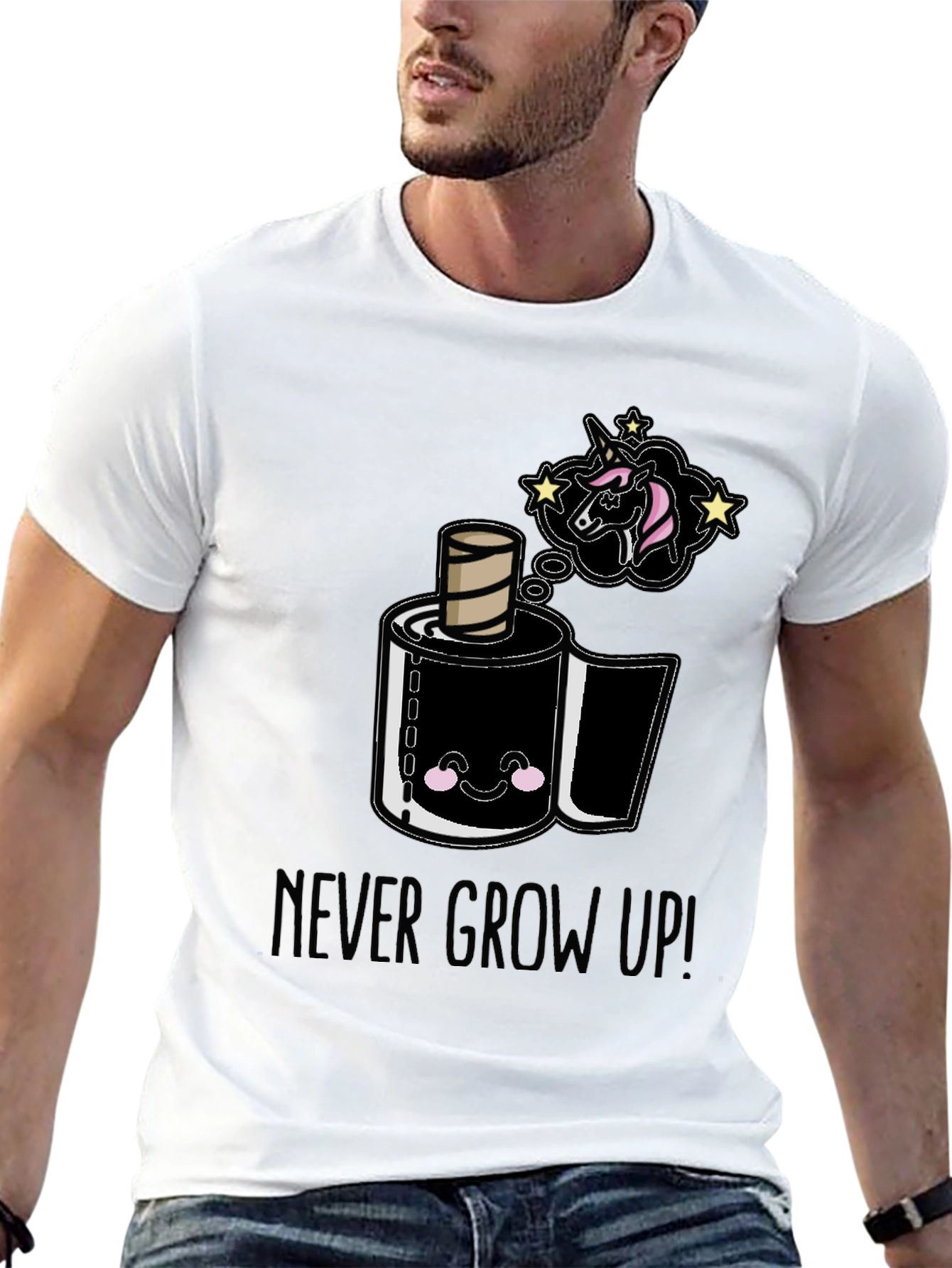 Never Grow Up Cartoon Toilet Paper T-Shirt