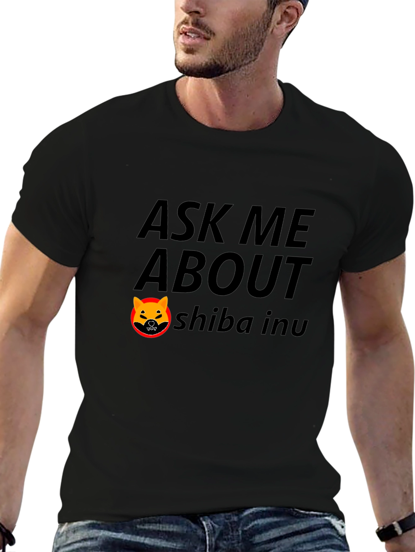 Ask Me About Shiba Inu Black T-Shirt