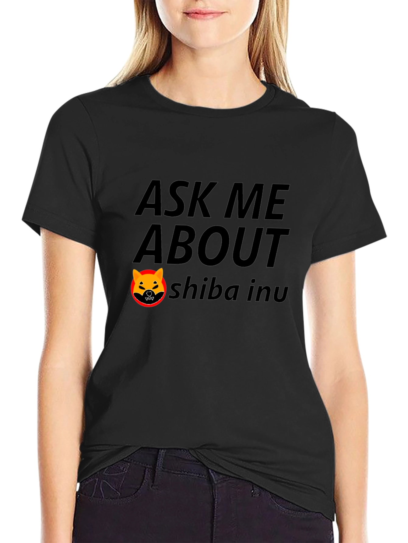 Ask Me About Shiba Inu Black T-Shirt