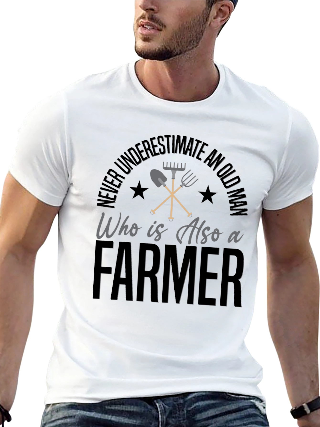 Never Underestimate An Old Man Farmer T-Shirt