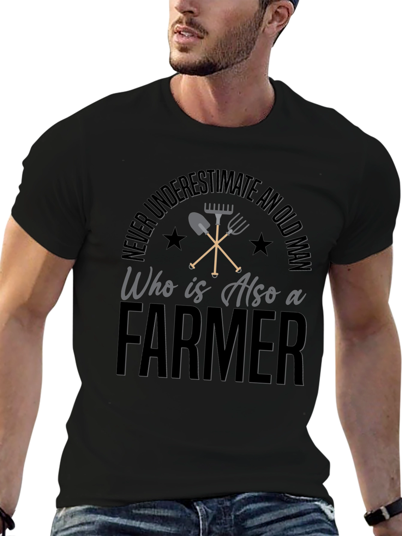 Never Underestimate An Old Man Farmer T-Shirt
