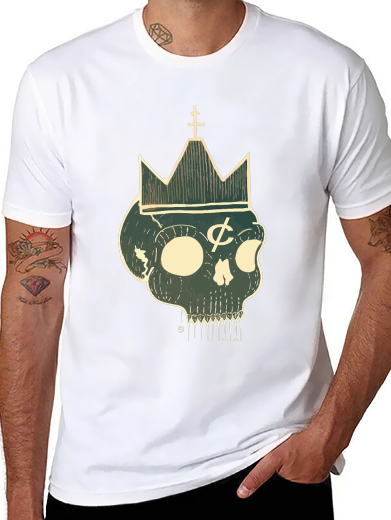 Skull Crown Graphic Tee - Black