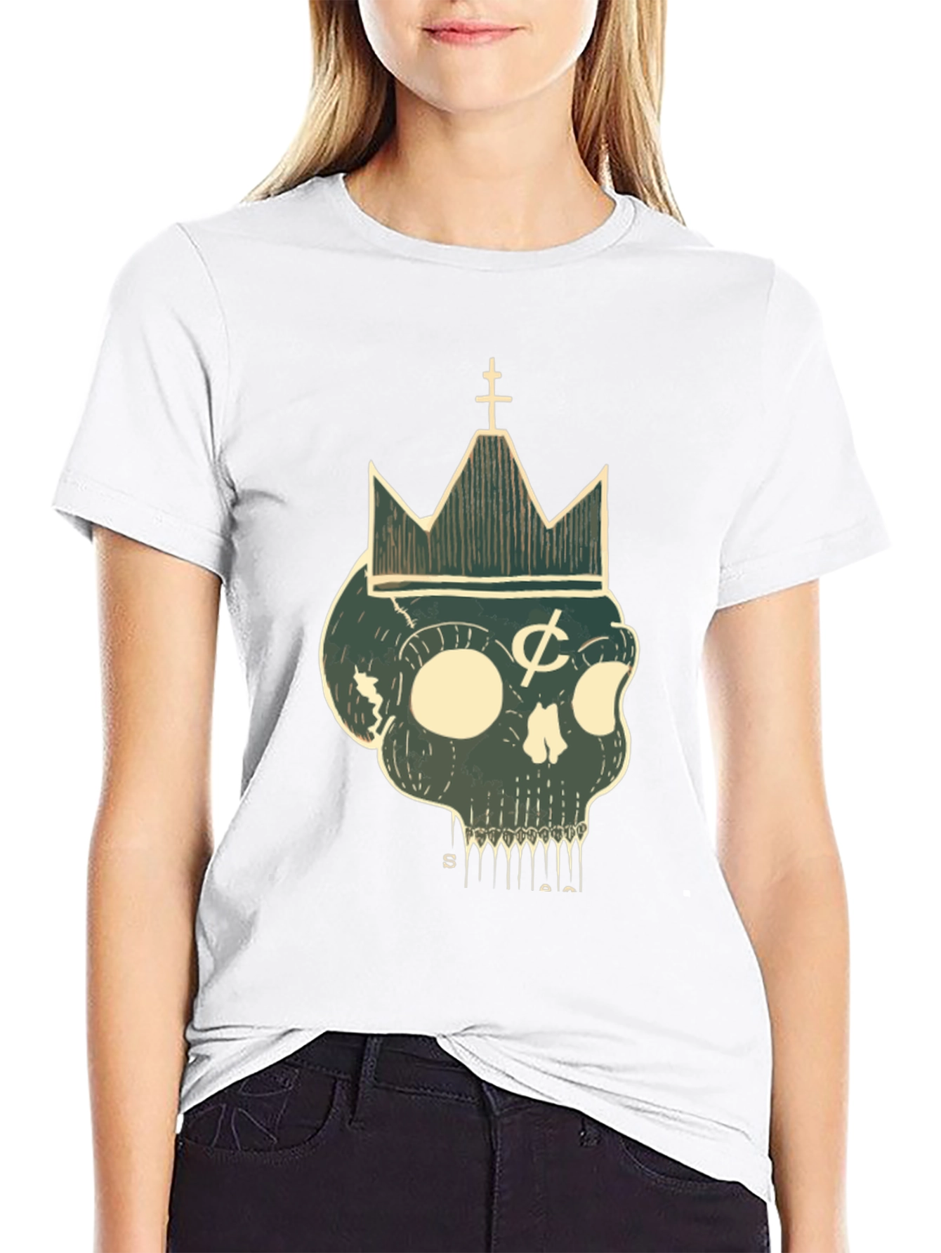 Skull Crown Graphic Tee - Black
