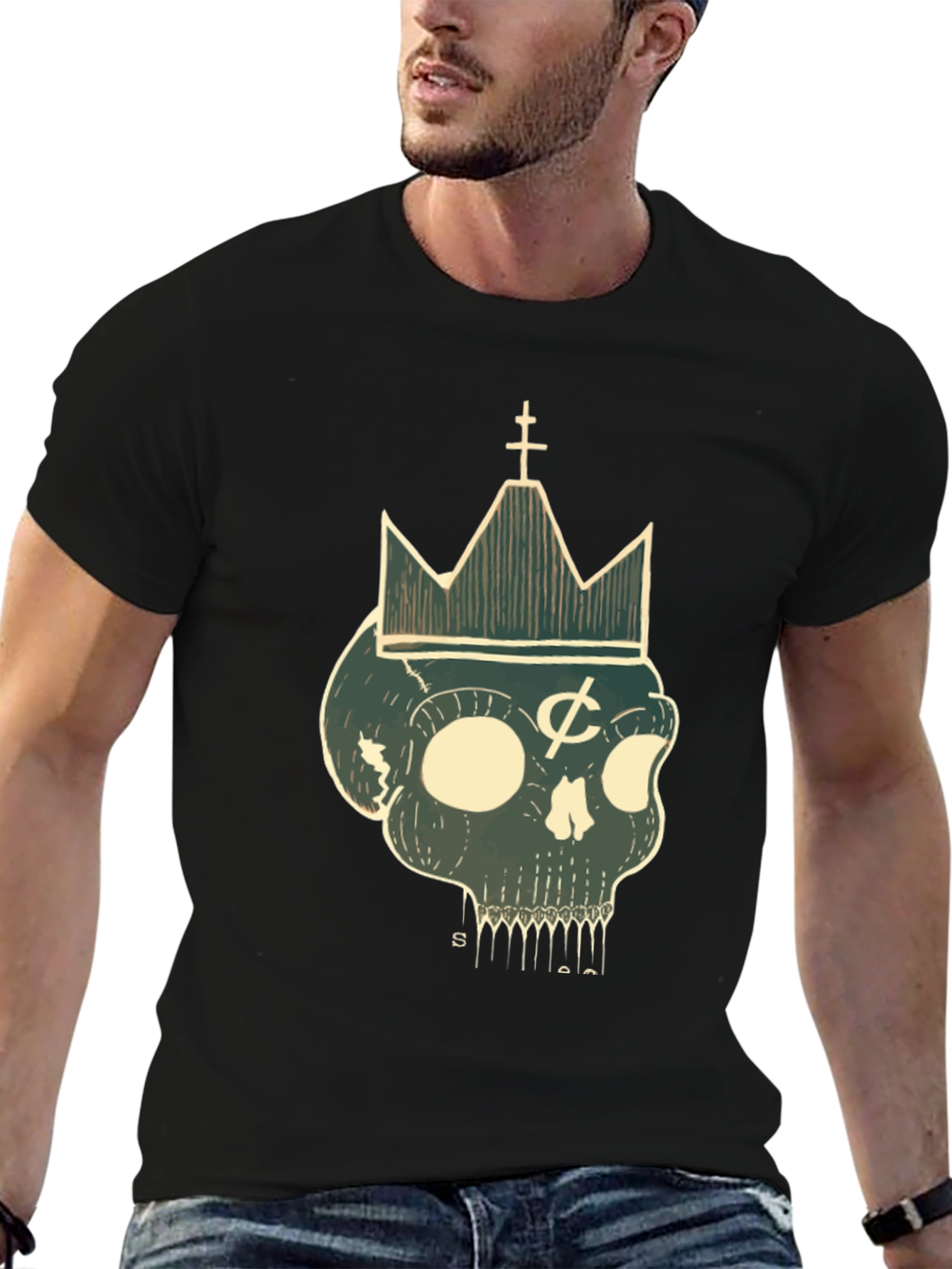 Skull Crown Graphic Tee - Black