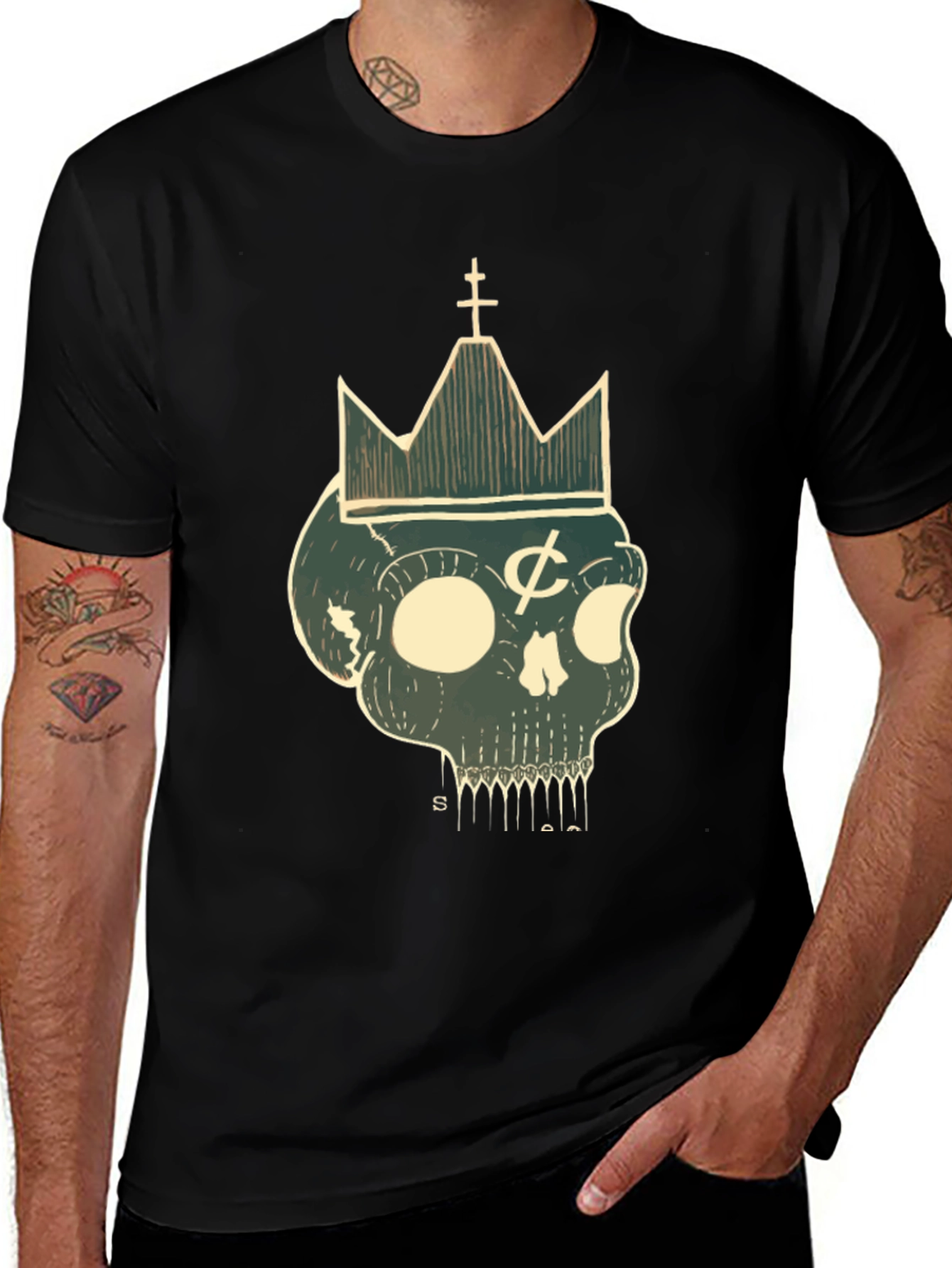 Skull Crown Graphic Tee - Black
