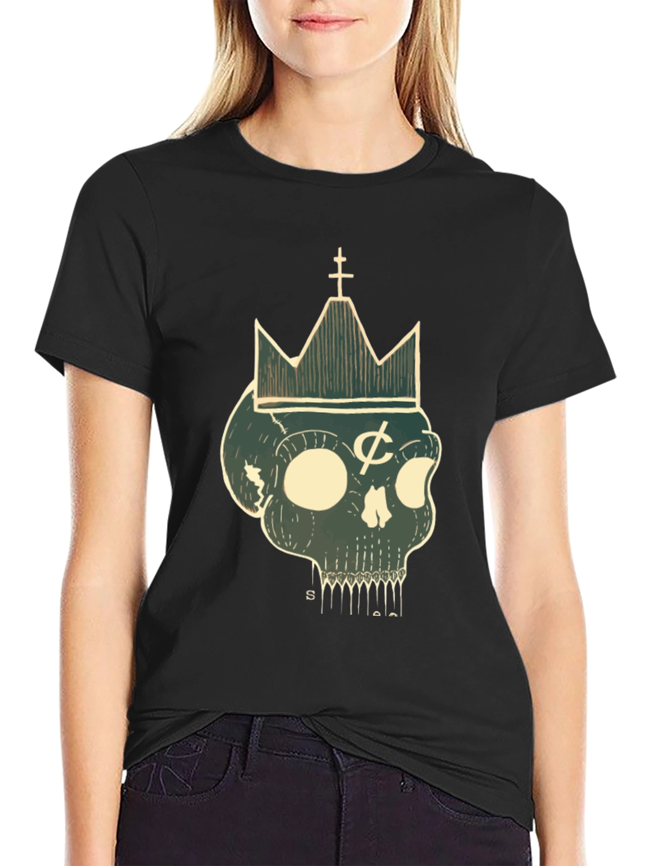 Skull Crown Graphic Tee - Black