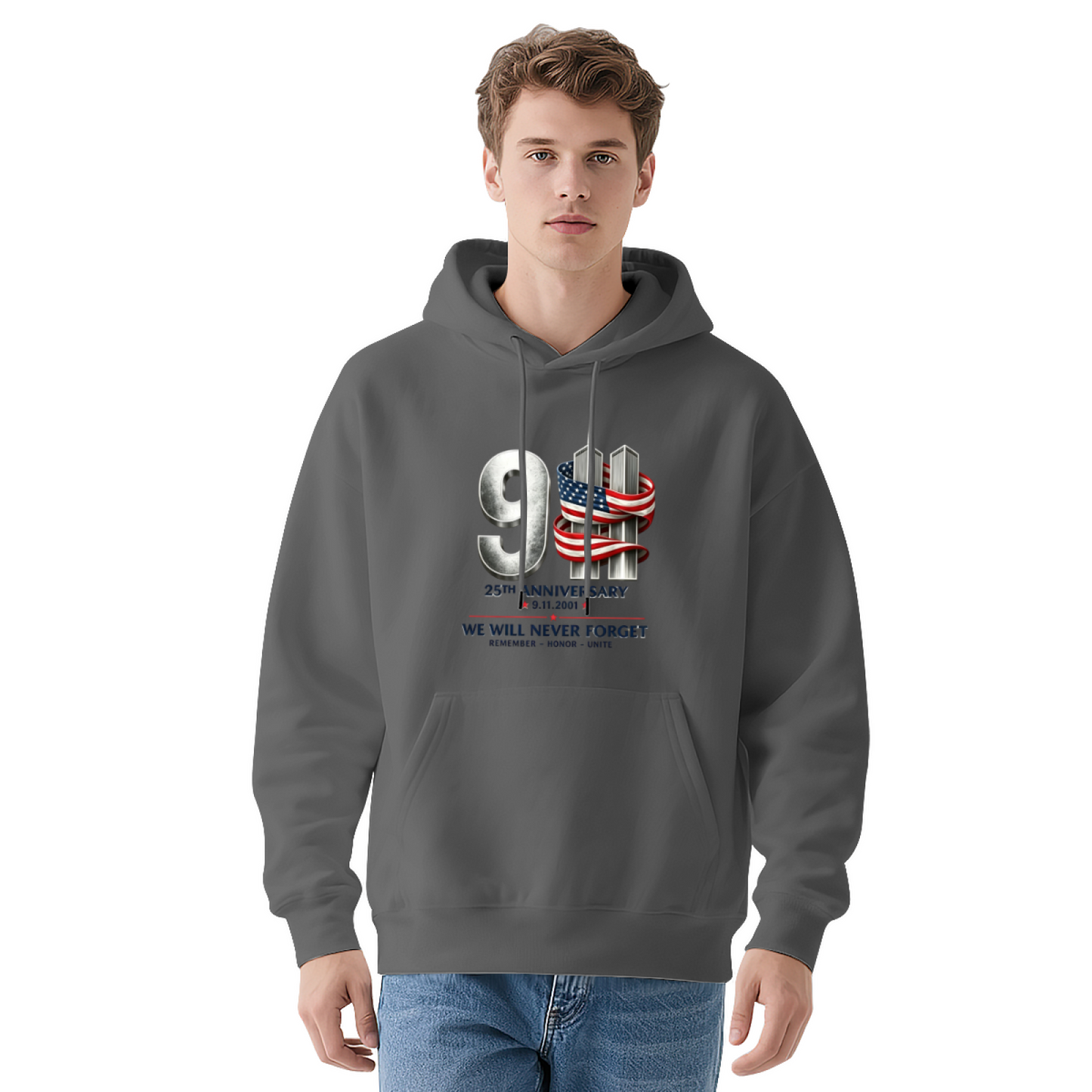 25th Anniversary 9/11 Twin Towers American Flag Tribute Hoodie