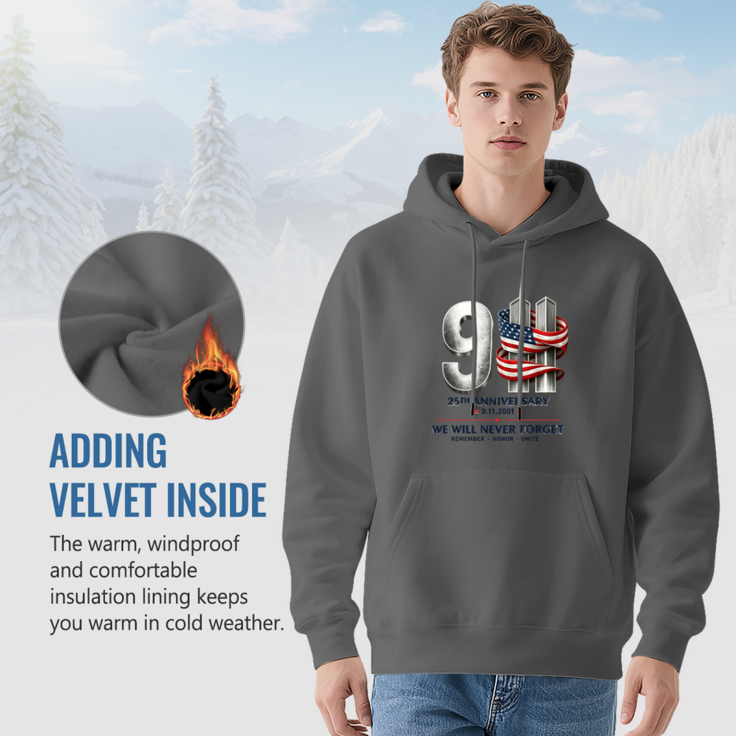 25th Anniversary 9/11 Twin Towers American Flag Tribute Hoodie
