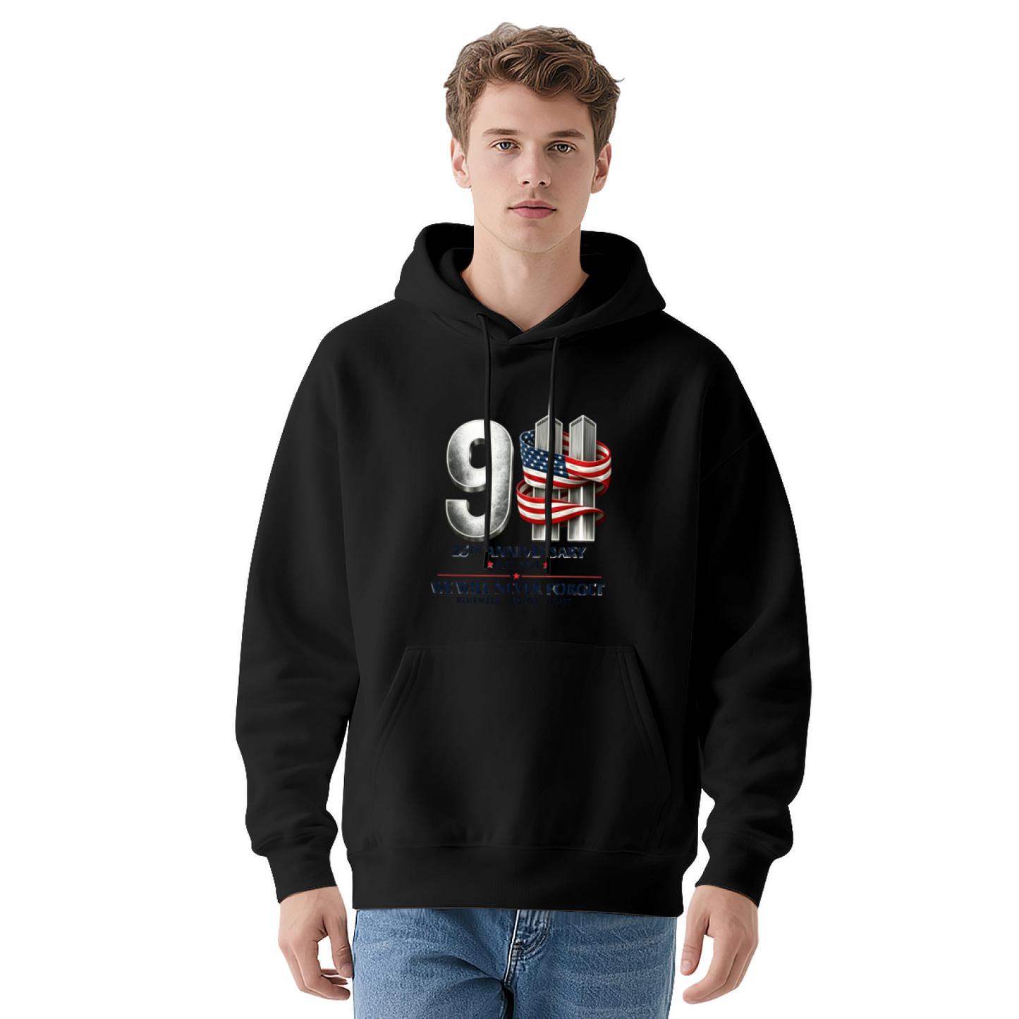 25th Anniversary 9/11 Twin Towers American Flag Tribute Hoodie