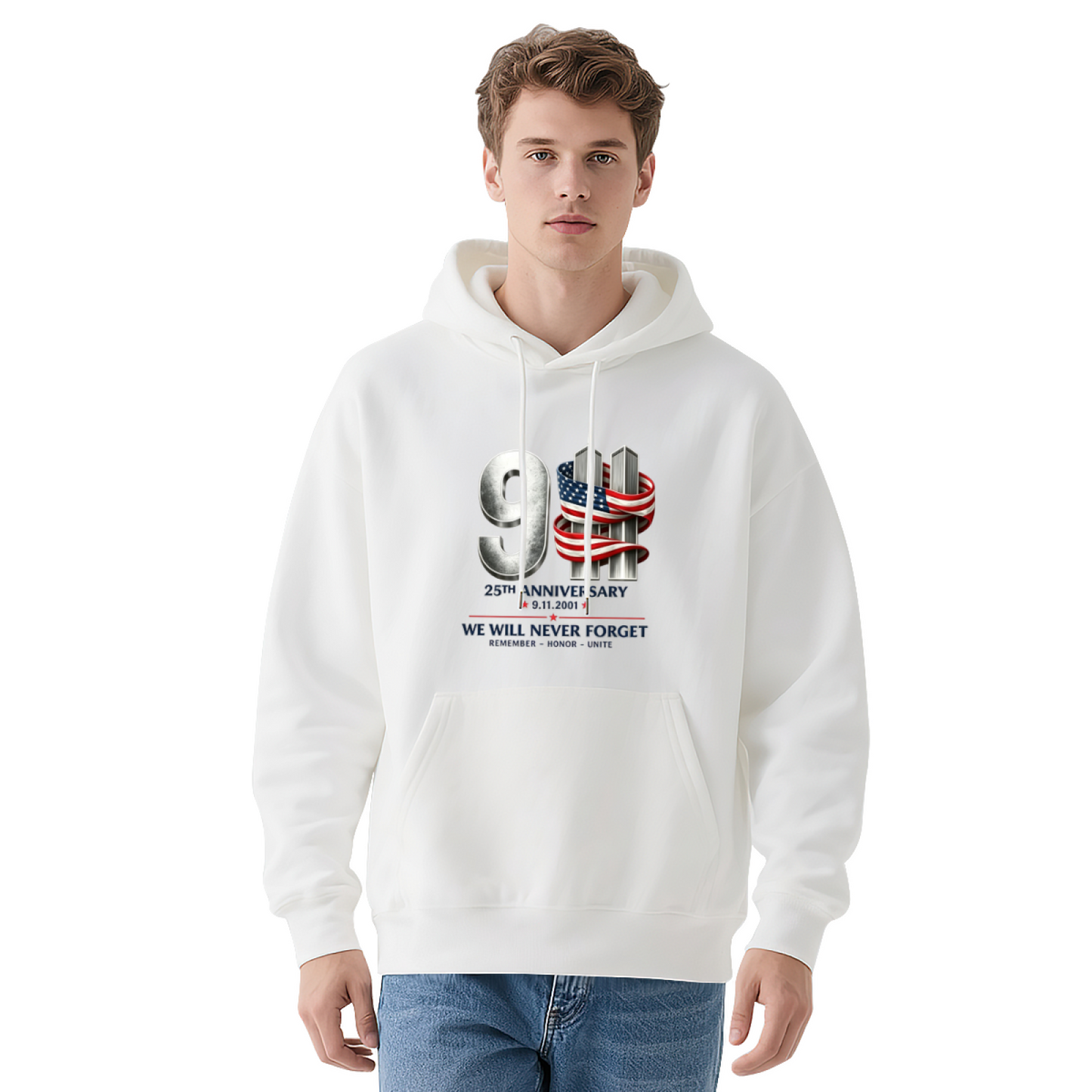 25th Anniversary 9/11 Twin Towers American Flag Tribute Hoodie