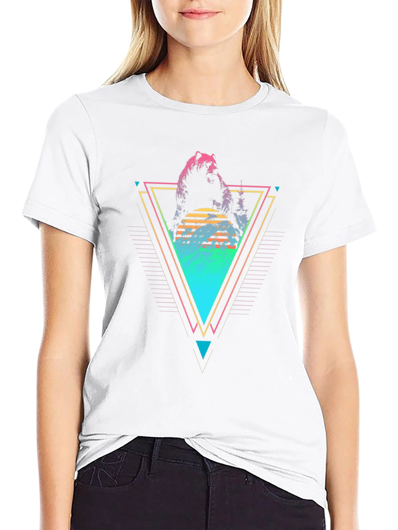 Retro Bear Graphic Tee - Black