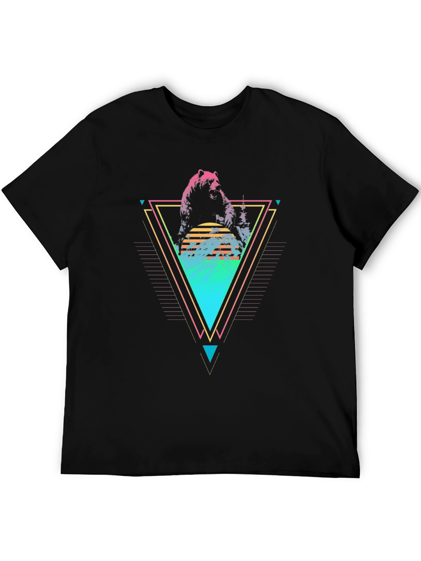 Retro Bear Graphic Tee - Black