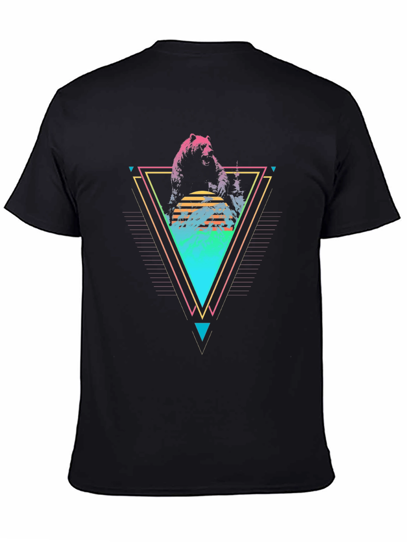 Retro Bear Graphic Tee - Black