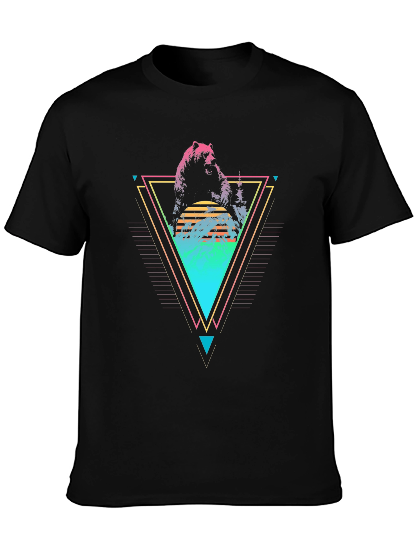 Retro Bear Graphic Tee - Black