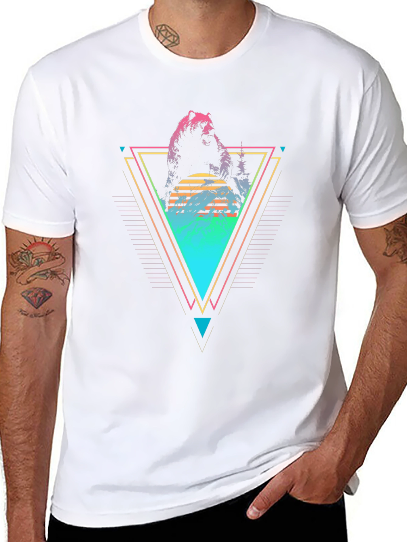 Retro Bear Graphic Tee - Black