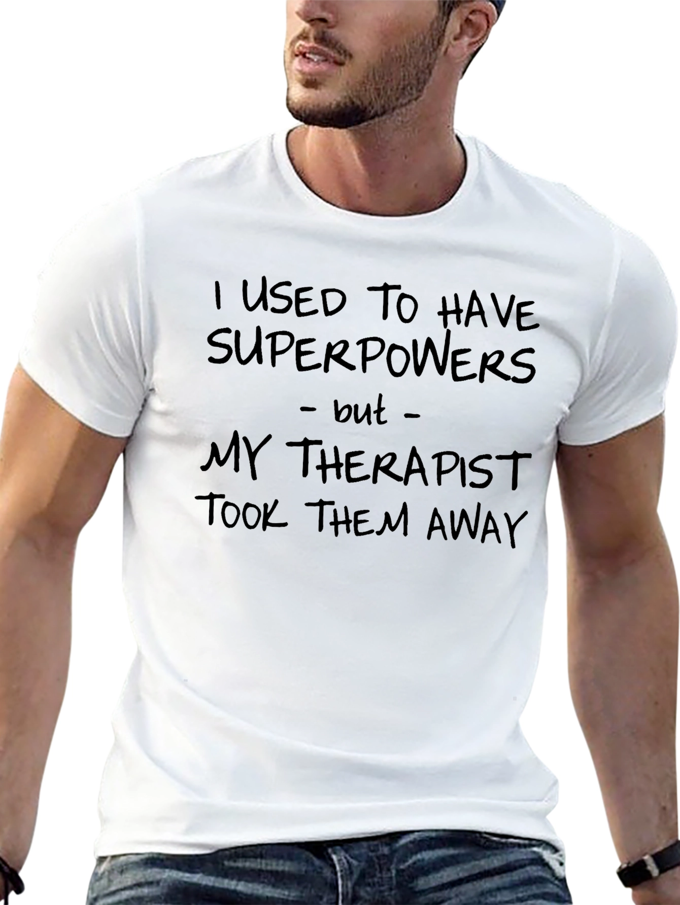 I Used to Have Superpowers Mens Black T-Shirt