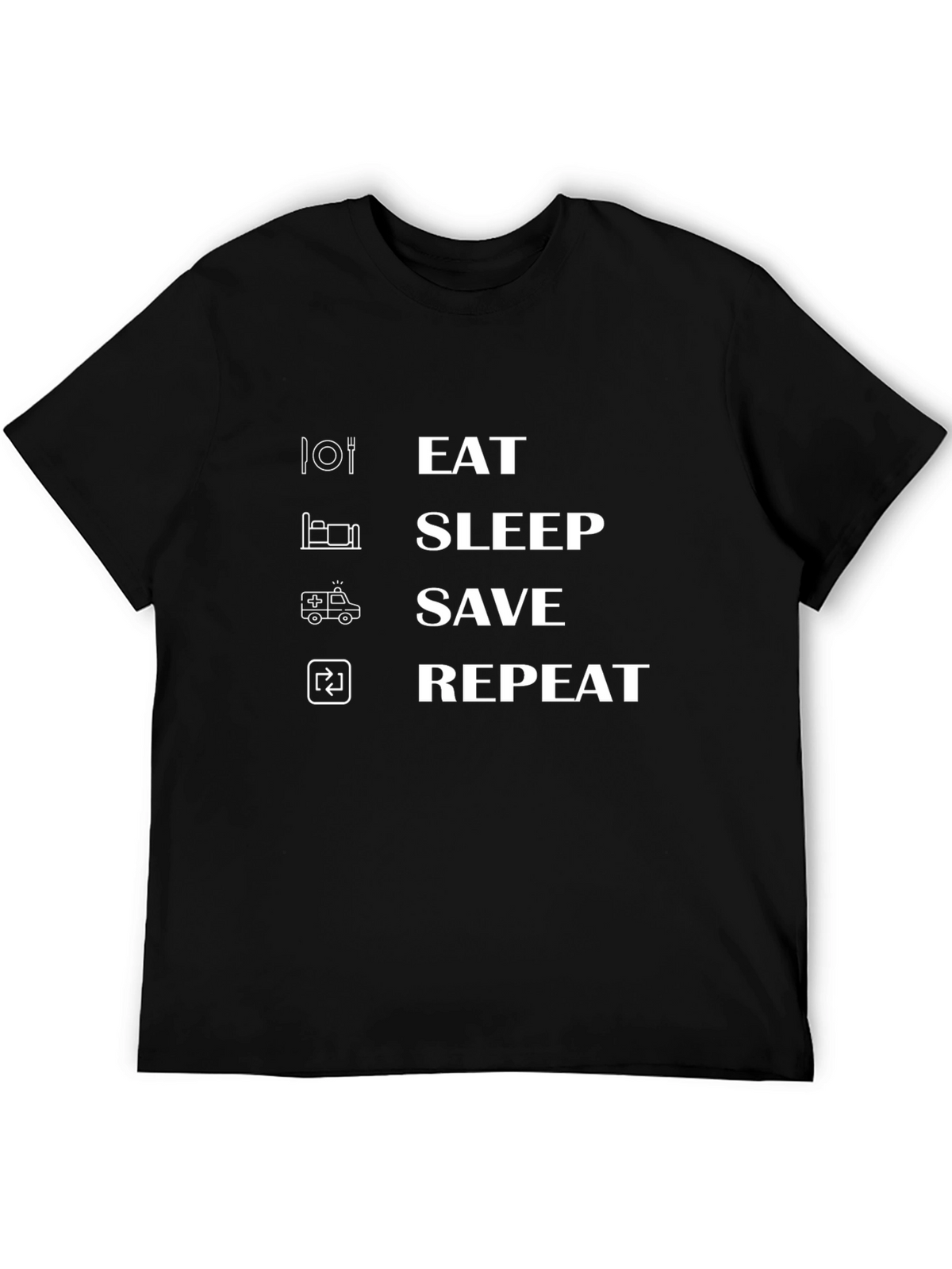 Eat Sleep Save Repeat Graphic Tee - Black