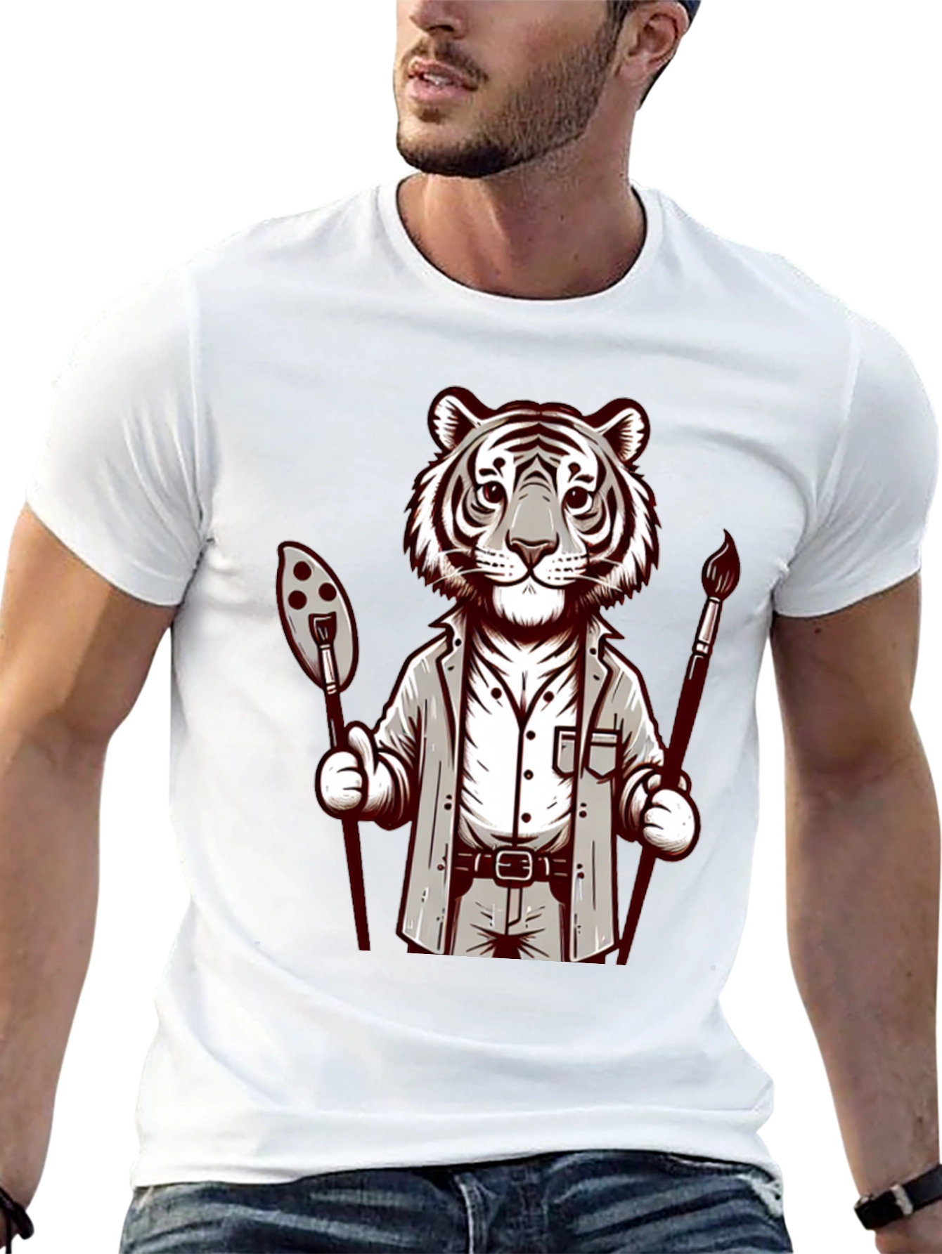 Tiger Artist Graphic Tee - Cool Casual Design