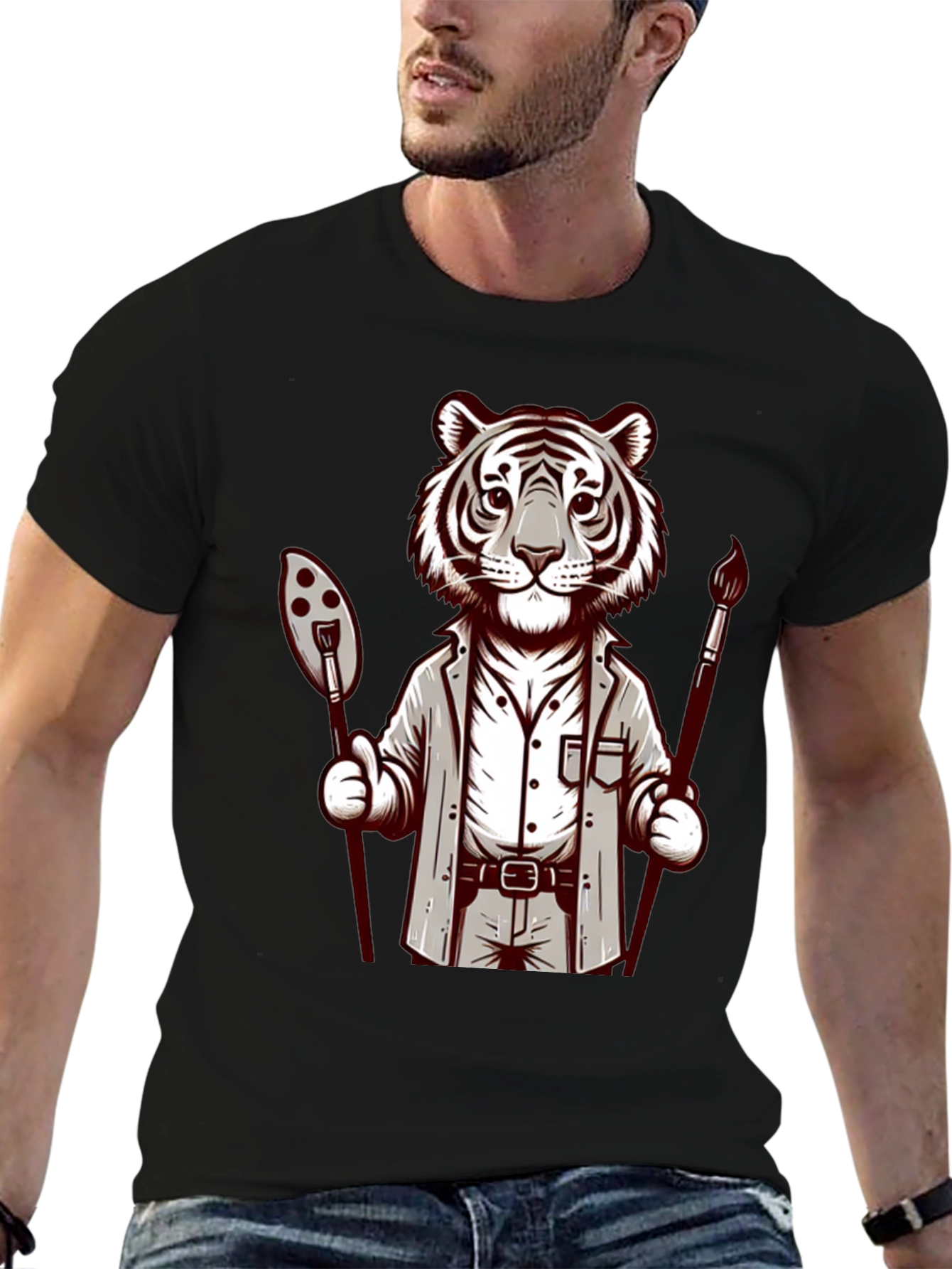 Tiger Artist Graphic Tee - Cool Casual Design