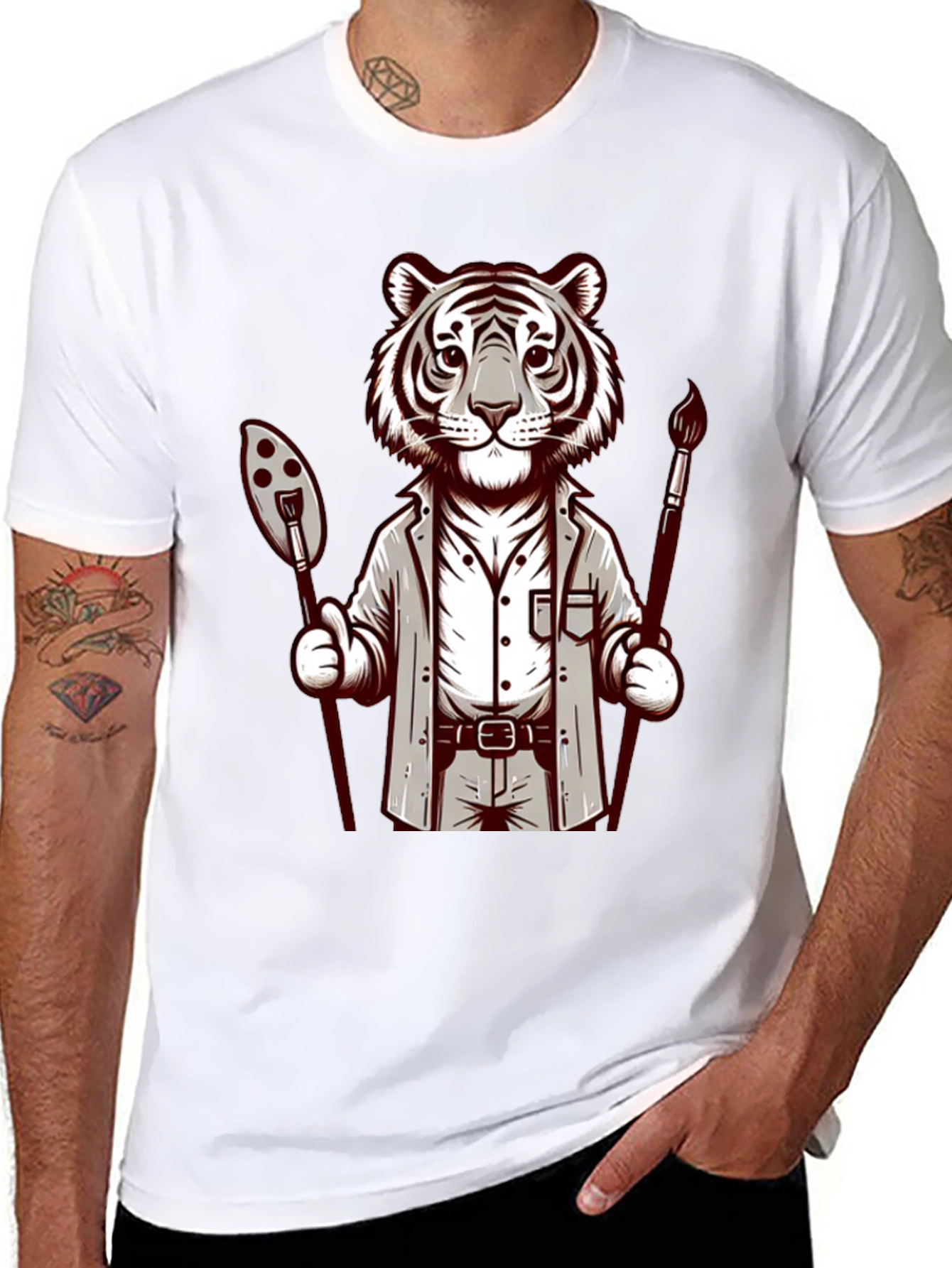 Tiger Artist Graphic Tee - Cool Casual Design