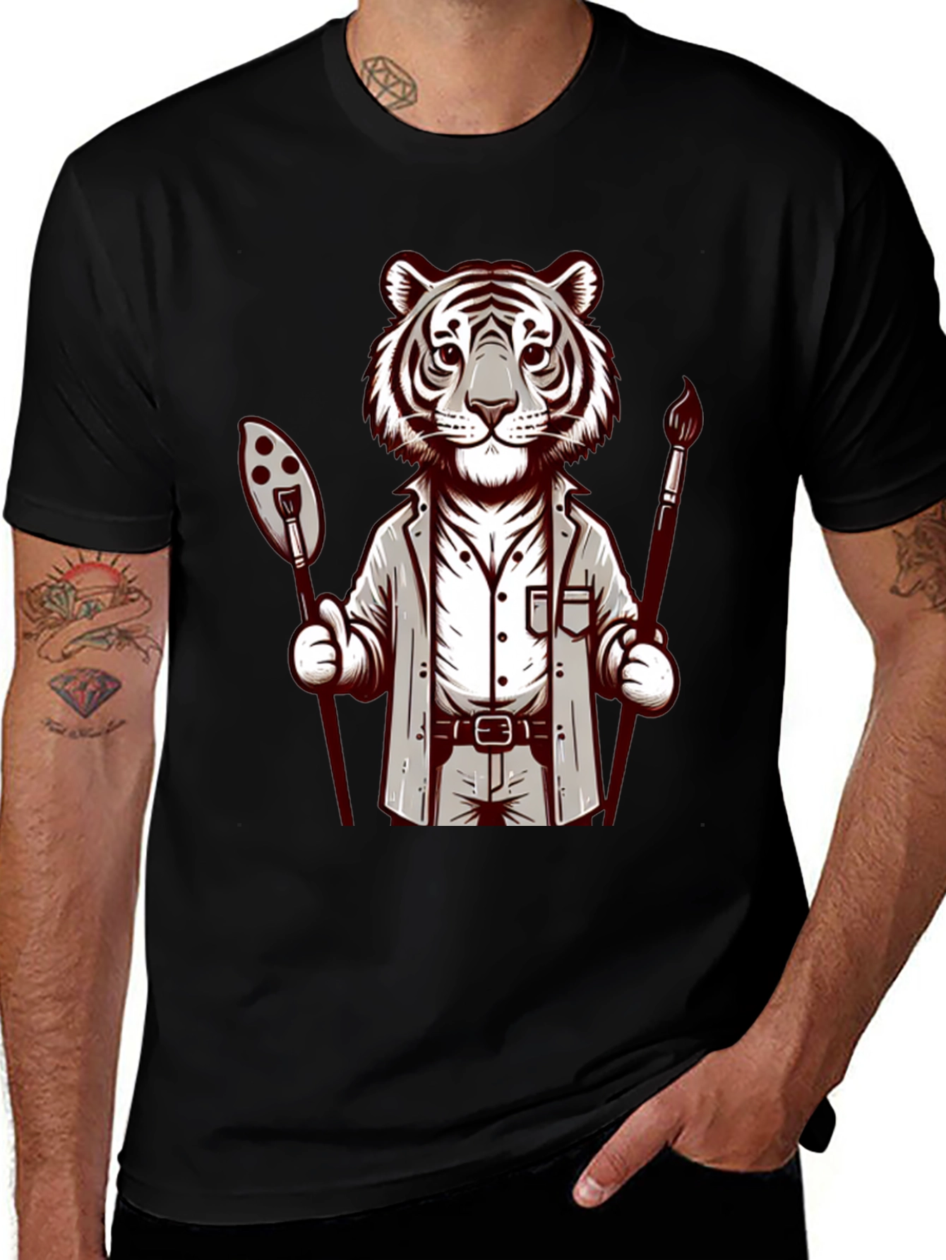 Tiger Artist Graphic Tee - Cool Casual Design