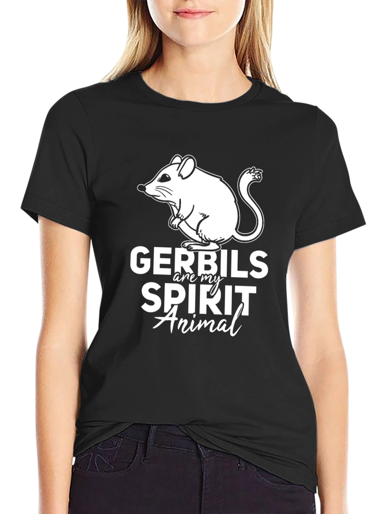 Gerbils Are My Spirit Animal Black T-Shirt