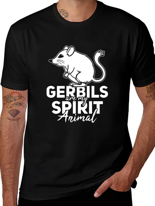 Gerbils Are My Spirit Animal Black T-Shirt