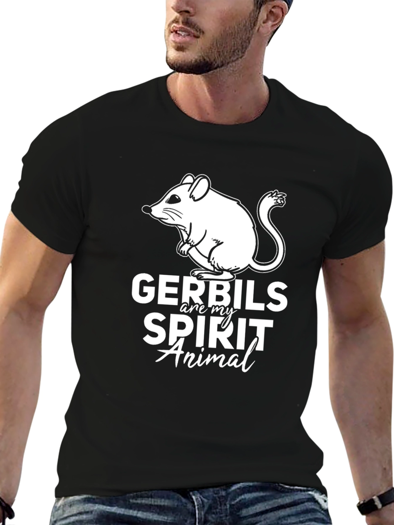 Gerbils Are My Spirit Animal Black T-Shirt