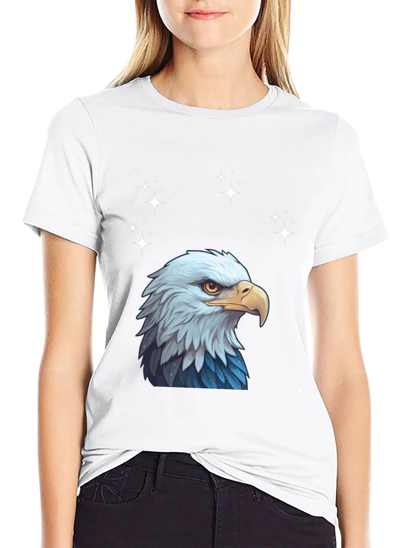Eagle Head Graphic Print Crew Neck T-Shirt