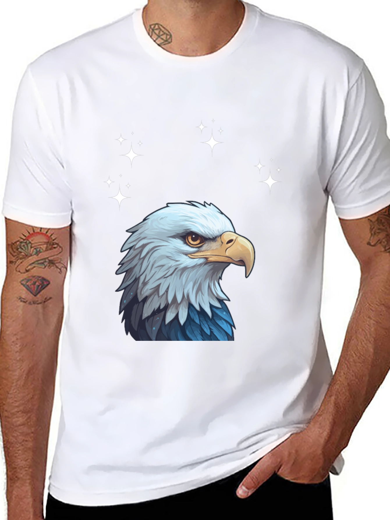 Eagle Head Graphic Print Crew Neck T-Shirt
