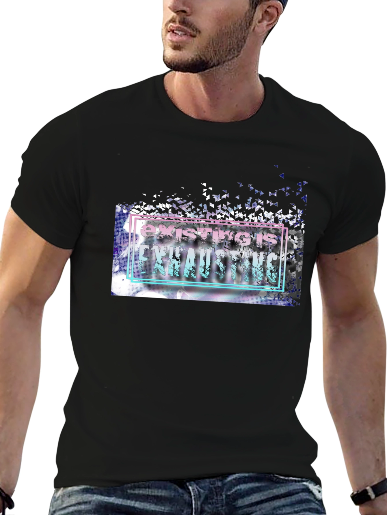 Existing is Exhausting Graphic Tee - Unisex Black T-Shirt